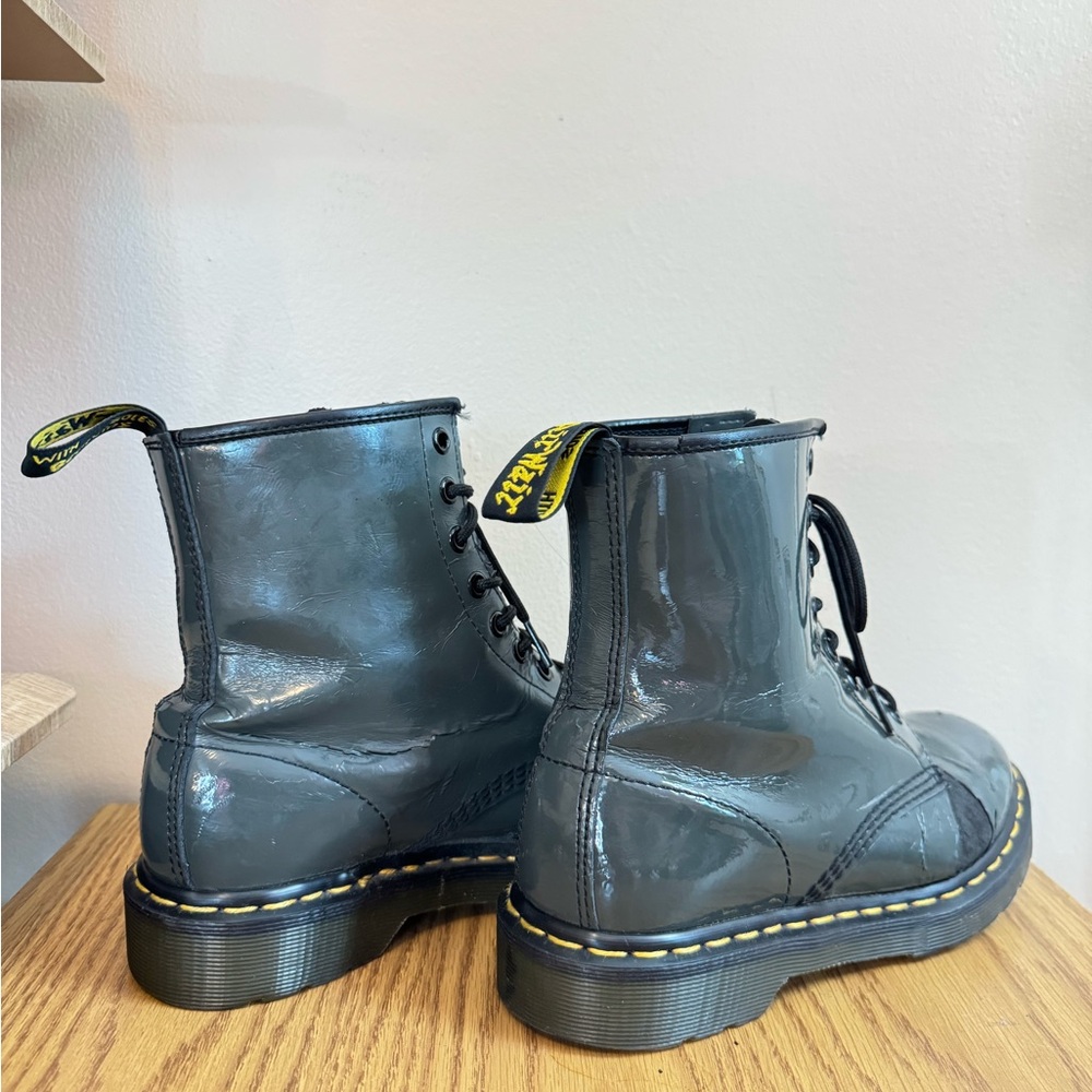 Gray patent leather, Dr. Marten boots